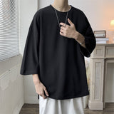 Summer Short-sleeved T-shirt Men Fashion Breathable Oversized Ice Silk T Shirt Men Streetwear Korean Loose Round Neck Tshirt Men aidase-shop