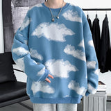 Harajuku Cloud Graphic Men Oversized Sweatshirts Autumn Korean Round Neck Pullovers Streetwear Casual Unisex Tops aidase-shop