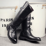 Fashion Casual Tall Leather Boots Back Zipper Men's Cowboy Boots Long Cavalier Soft Leather Riding Boots Motorcycle Boots 37-46 aidase-shop