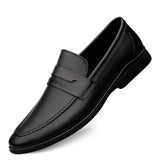 Black Genuine Leather Casual ShoesFor men Autumn Slip-on Loafers Soft Italian Style Flats Super Light Moccasins Plus Size 37-46 aidase-shop