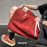 Summer Hot Men's Black Cargo Shorts Zipper Casual Baggy Pants Male Multi Pockets Buttons Wide Leg Knee Length Summer Shorts aidase-shop