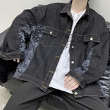 Vintage Cashew Blossom Patchwork Jackets Korean Streetwear Casual Man Denim Coats Single Breasted Hip Hop Outerwears aidase-shop