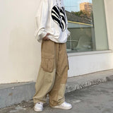 Baggy Black Cargo Pants for Men Khaki Cargo Trousers Male Vintage Loose Casual Autumn Japanese Streetwear Hip Hop Retro aidase-shop