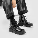 Aidase  Lace Up Metal Martins Boots for Men Split Leather Platform Ankle Boots Male Square Toe Motorcycle Boots Casual Shoes aidase-shop