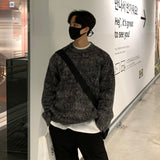 Spring and Autumn Thin Slouchy Men's High Quality Design Sense Sweater O-Neck Japanese Vintage Solid Oversized Casual Pullover aidase-shop