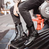 New Men Boots Black Sneakers Outdoor Fashion High Top Wholesale Punk Shoes for Men Casual Leather Street Style Ankle Boots Men aidase-shop