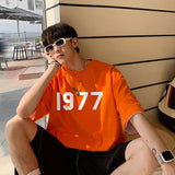 Summer Men T-shirt 1977 Printed O-neck Mens Short Sleeve 11Colors Fashion Simple Daily Tshirts Tops Male Casual Streetwear Tees aidase-shop