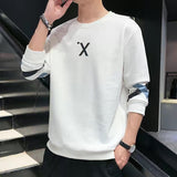 Aidase Spring and Autumn New Korean-Style  Long-Sleeved Men's Loose  Front Short Back Long round Collar Top aidase-shop