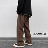 Spring Brown/Black Corduroy Pants Men Fashion Retro Casual Pants Men Streetwear Loose Hip Hop Straight Pants Mens Trousers M-2XL aidase-shop