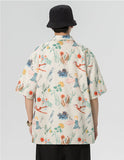 Aidase  Oversized  Spring Summer Flower Mens Loose and Versatile Trendy Shirt Couple Shirts Short Sleeve aidase-shop
