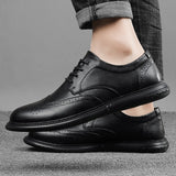 Mens Formal Genuine Leather Dress Shoes British Stylish Business Dress Men Flats High Quality Brogues Oxford Shoes Men Big Size aidase-shop