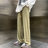 Summer New Drape Wave Striped Casual Pants Men's Loose American Oversized Wide Leg Pant Male Elastic Waist Street Sweatpant aidase-shop