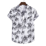 Mens Hawaiian Shirt Pink Palm Tree Print Casual Short Sleeve Button Down Shirts Summer Beach Aloha Shirt Men Chemise Homme XXXL aidase-shop