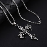 Fashion Vintage Flame Cross Pendant Necklace For Women Men Long Chain Punk Goth Trendy Accessories Choker Gothic Jewelry aidase-shop