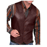 Aidase Suit Vest Men's Leather V-Neck Fashion Casual Jacket Sleeveless Steampunk Western Denim Vest Waistcoat Male aidase-shop