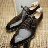 Oxfords Shoes for Men Brown Black Business Lace-up Pu Office  Brogue Dress Shoes Zapatos De Vestir Hombre Mens Shoes aidase-shop