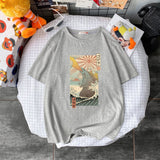 Summer short-sleeved t shirt Harajuku large size casual ulzzang Retro loose man's T-shirt cartoon Streetwear tees T-shirt tops aidase-shop