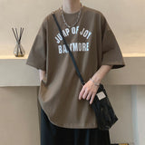 New Short Sleeve T-shirt Man Trend Letter Graphic Printed Tops Crew Neck Oversized Cotton Tees Male T Shirt aidase-shop