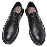 Mens Formal Genuine Leather Dress Shoes British Stylish Business Dress Men Flats High Quality Brogues Oxford Shoes Men Big Size aidase-shop