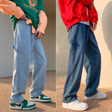 Blue Black Baggy Jeans Men Fashion Casual Cargo Wide Leg Jeans Men Streetwear Loose Hip Hop Straight Denim Pants Mens Trousers aidase-shop