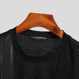 Aidase  Fashion Men Tank Tops Mesh Patchwork Transparent O-neck Sleeveless Casual Vests 2022 Streetwear Sexy Men Clothing 5XL 7 aidase-shop