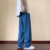 Japanese Style Trend Y2k Baggy Straight Jeans Men's Summer New Wide Leg Solid Color Casual Denim Pants Male High Street Trousers aidase-shop