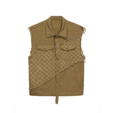 Vintage Cargo Vest Male Retro Men's Summer Sleeveless Men Japanese Streetwear aidase-shop
