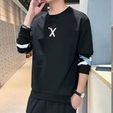 Aidase Spring and Autumn New Korean-Style  Long-Sleeved Men's Loose  Front Short Back Long round Collar Top aidase-shop