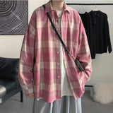 Casual Large Size Plaid Shirt Men's ins All-match Korean Style Loose Long Sleeve Youth Students' Fashionable Shirt Coat aidase-shop