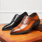 Cowhide Leather Business Shoes Men Business Dress Shoe Rubber Sole Men's Lace-Up Elegant Formal Oxford Shoes EU Size 38-43 aidase-shop