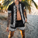 Aidase  2022 Men Sets Print Patchwork Lapel Short Sleeve Casual Shirt Beach Shorts Summer Streetwear Vacation Hawaiian Suits Men S-3XL aidase-shop