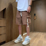 Oversize Workwear Denim Shorts Men's Summer Trendy Big Pocket Quarter Trousers American Retro Short Denim Pants aidase-shop