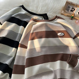 Women Sweatshirt Stripe Oversized Spring Casual  Female Round Neck Hoodies Korean Style Fashion Unisex 5XL Pullovers aidase-shop