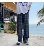 Spring Cotton Casual Pants Men Fashion Retro Oversized Plaid Pants Men Streetwear Loose Wide Leg Pants Mens Straight Trousers aidase-shop