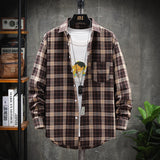 Plaid shirt Men long Sleeve Shirt Casual Social Slim Shirt male Cotton Mens Dress Shirts 4XL 5XL Legible aidase-shop