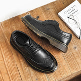 100% Genuine Leather Shoes Men Footwear Man Brogues Autumn Early Winter Cow Leather Mens Casual Shoes Flat Black Yellow KA4812 aidase-shop