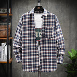 Plaid shirt Men long Sleeve Shirt Casual Social Slim Shirt male Cotton Mens Dress Shirts 4XL 5XL Legible aidase-shop