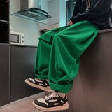 Green Waffle Lantern Pants Men Y2K Black Cargo Trousers Male Loose Casual Sweatpants Japanese Streetwear Hip Hop Pockets aidase-shop