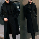 Aidase  Men Long Coat Black Double Breasted Tailor-Made Woolen Blend Winter Warm Overcoat Tailored Blazer Men Suits aidase-shop
