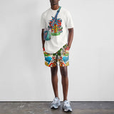 Men's Casual Outfit Cartoon Print O Neck Short Sleeve T-Shirt and Shorts Set Men's Casual Street Casual Sweatshirt 2-Piece