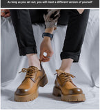 Mens Genuine Leather Oxfords Male Lace Up Platform Casual Shoes Bussiness Man Dress Shoes Low Top Tooling Boots aidase-shop