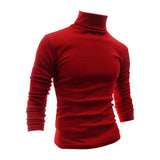 Aidase  Men T-shirt Pullover Solid Color Long Sleeves Slim Fit Basic Half-high Collar Elastic Anti-shrink Autumn Tops Men Daily Clothes aidase-shop