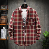 Plaid shirt Men long Sleeve Shirt Casual Social Slim Shirt male Cotton Mens Dress Shirts 4XL 5XL Legible aidase-shop