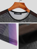 Tops  American Style New Men See-through Mesh  Camiseta Sexy Casual Male Stretch Printing Long Sleeve T-shirts S-5XL aidase-shop