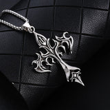 Fashion Vintage Flame Cross Pendant Necklace For Women Men Long Chain Punk Goth Trendy Accessories Choker Gothic Jewelry aidase-shop