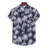 Mens Hawaiian Shirt Pink Palm Tree Print Casual Short Sleeve Button Down Shirts Summer Beach Aloha Shirt Men Chemise Homme XXXL aidase-shop