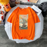 Summer short-sleeved t shirt Harajuku large size casual ulzzang Retro loose man's T-shirt cartoon Streetwear tees T-shirt tops aidase-shop