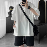 Summer Cotton Linen T-shirt Men Fashion Oversized Hooded Tshirts Mens Japanese Streetwear Hip-hop Loose Short Sleeve T Shirt Men aidase-shop