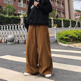 Brown Black Corduroy Pants Men Fashion Retro Oversized Casual Pants Men Streetwear Loose Hip-hop Wide-leg Pants Mens Trousers aidase-shop