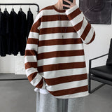 Spring Men Stripe Tops Tees Harajuku Long Sleece Crew Collar Male T Shirts Casual Clothes High Quality Unisex Tshirt aidase-shop